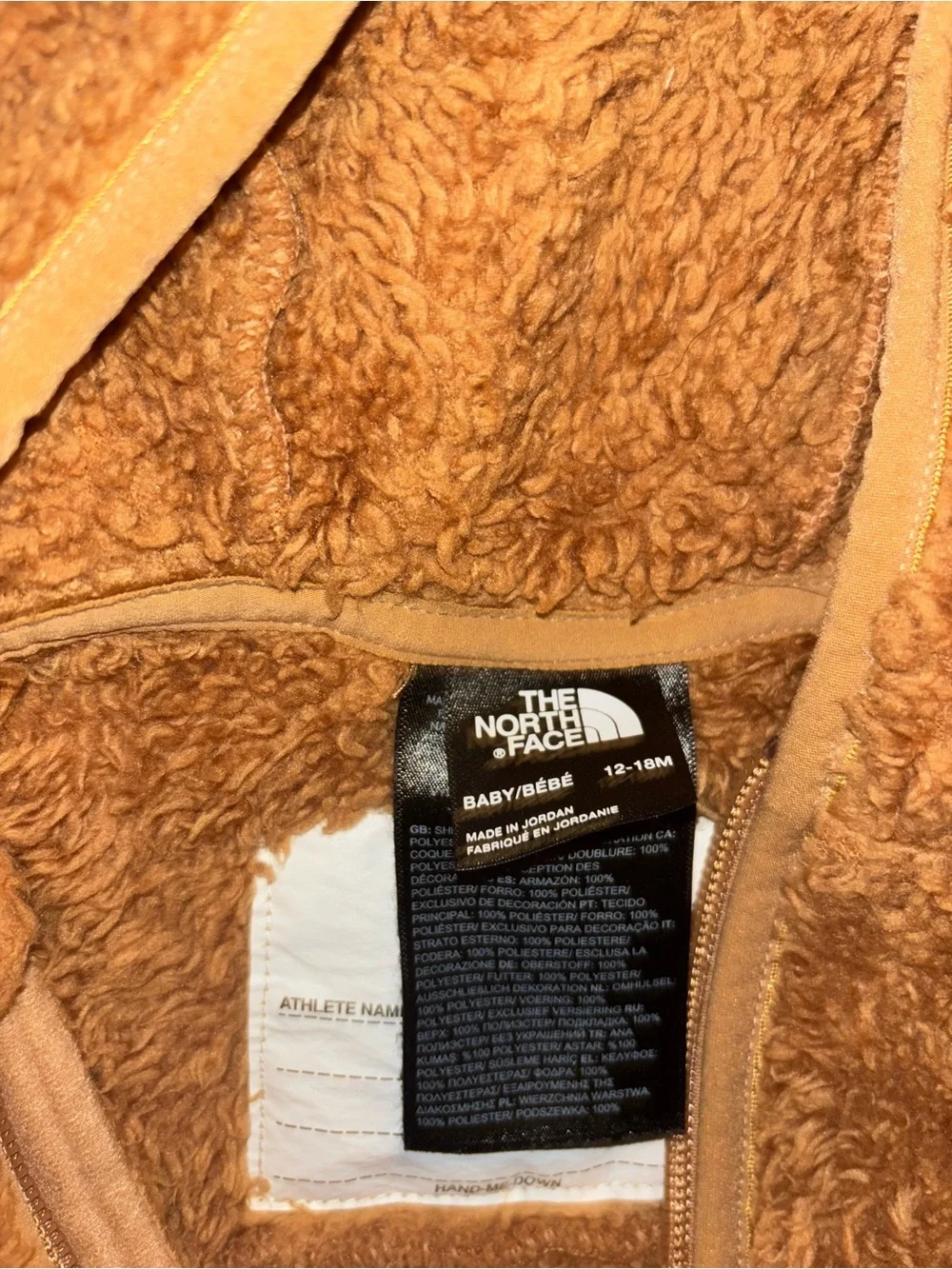 The North Face Kids Brown Sherpa Hooded One-Piece bunting